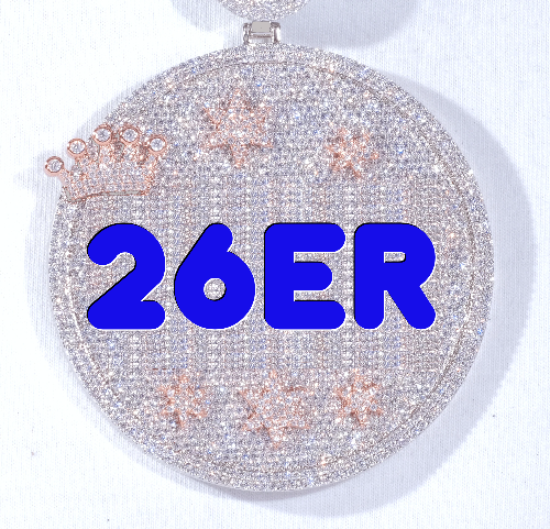 CUSTOM LETTER NECKLACE 3D BIG CROWN DISC