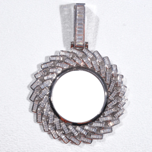 Large 3D Baguette Custom Picture Pendant