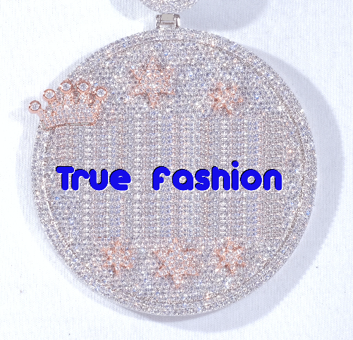 CUSTOM LETTER NECKLACE 3D BIG CROWN DISC