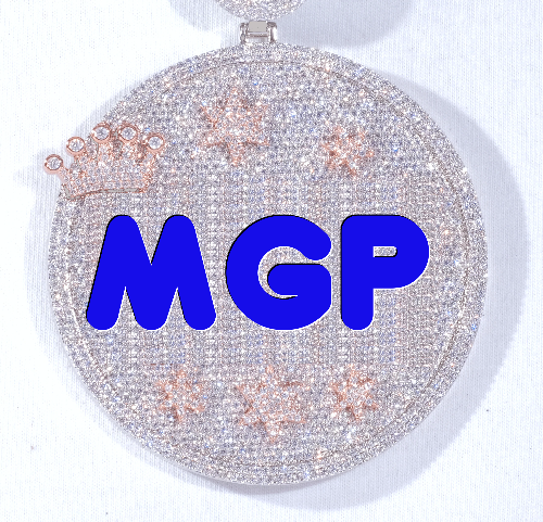 CUSTOM LETTER NECKLACE 3D BIG CROWN DISC