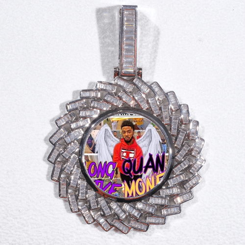 Large 3D Baguette Custom Picture Pendant