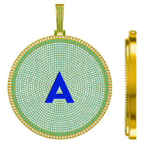 CUSTOM LETTER NECKLACE 3D BIG DISC