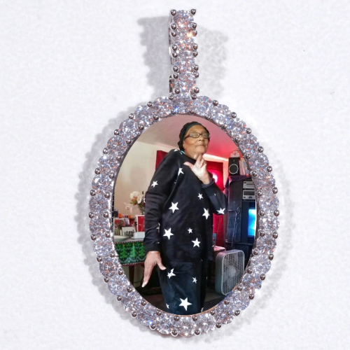 Large 3D Oval Custom Picture Pendant