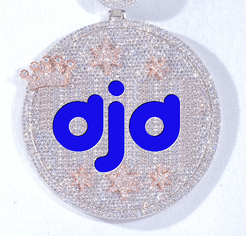 CUSTOM LETTER NECKLACE 3D BIG CROWN DISC