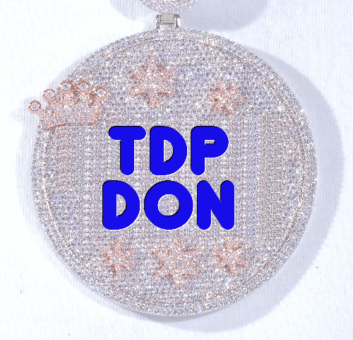 CUSTOM LETTER NECKLACE 3D BIG CROWN DISC