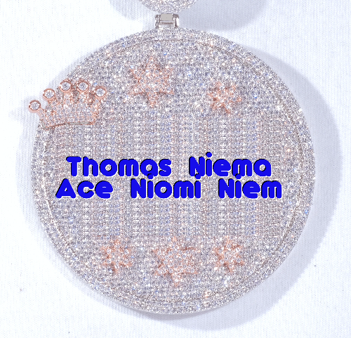 CUSTOM LETTER NECKLACE 3D BIG CROWN DISC