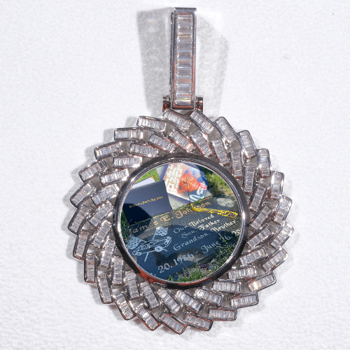 Large 3D Baguette Custom Picture Pendant