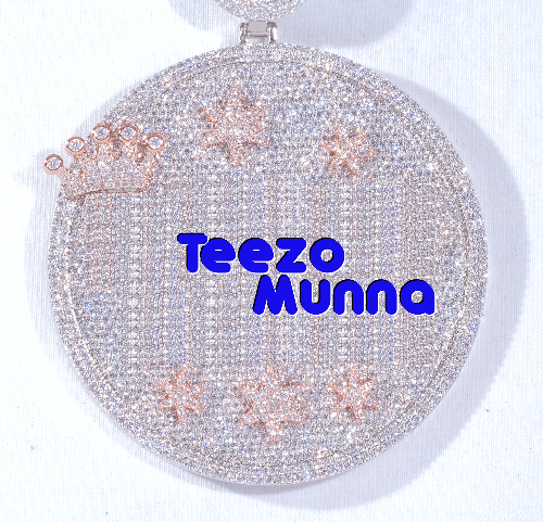 CUSTOM LETTER NECKLACE 3D BIG CROWN DISC