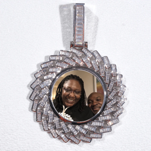 Large 3D Baguette Custom Picture Pendant