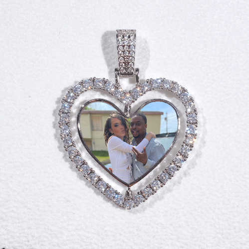 3D Spinning 2-Faced Heart Custom Picture Pendant