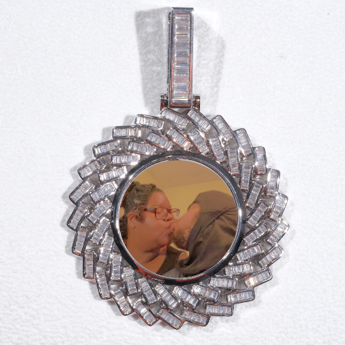 Large 3D Baguette Custom Picture Pendant