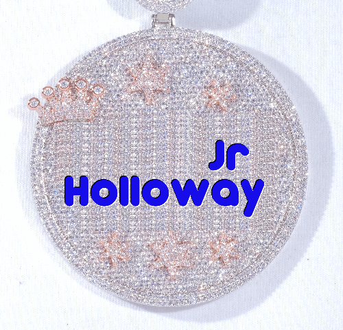 CUSTOM LETTER NECKLACE 3D BIG CROWN DISC