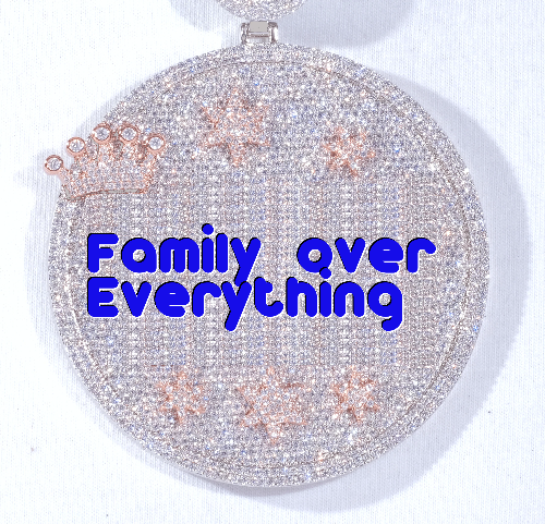 CUSTOM LETTER NECKLACE 3D BIG CROWN DISC