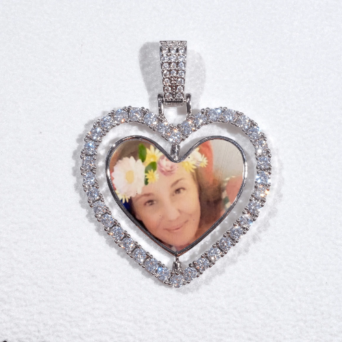 3D Spinning 2-Faced Heart Custom Picture Pendant