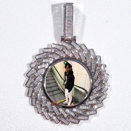 Large 3D Baguette Custom Picture Pendant