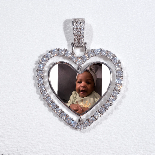 3D Spinning 2-Faced Heart Custom Picture Pendant