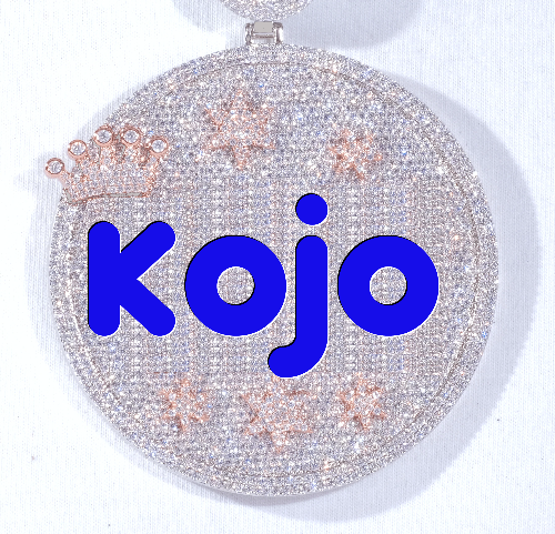 CUSTOM LETTER NECKLACE 3D BIG CROWN DISC