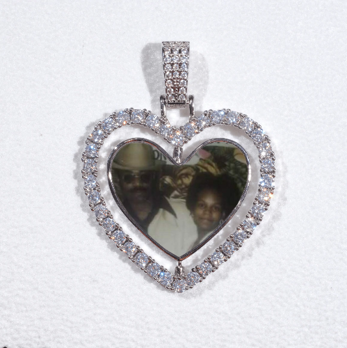 3D Spinning 2-Faced Heart Custom Picture Pendant