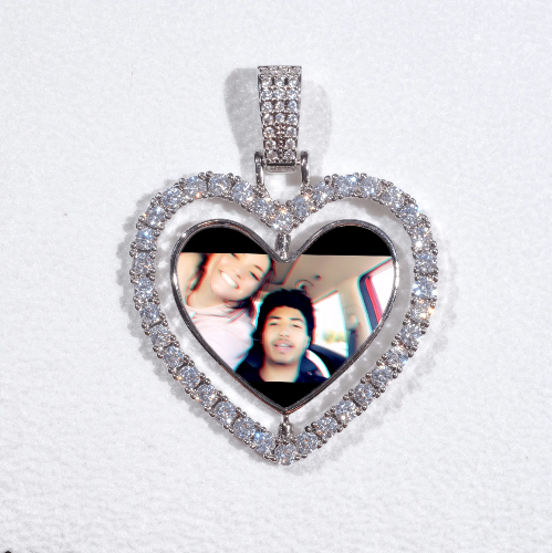 3D Spinning 2-Faced Heart Custom Picture Pendant