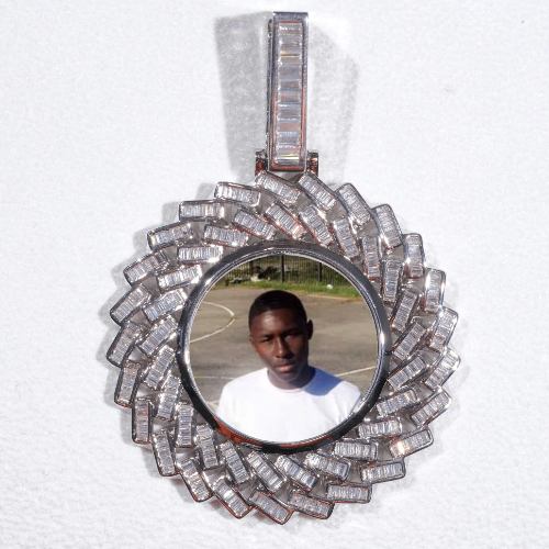Large 3D Baguette Custom Picture Pendant