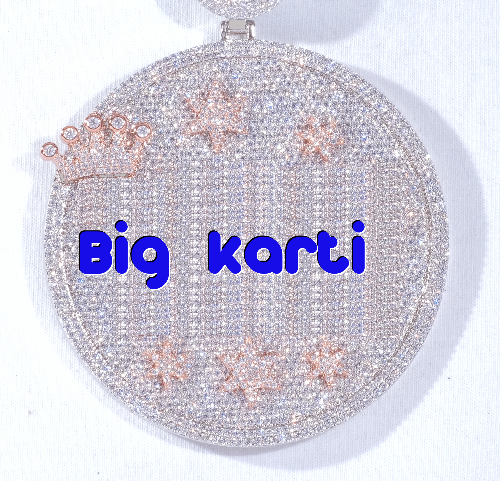 CUSTOM LETTER NECKLACE 3D BIG CROWN DISC