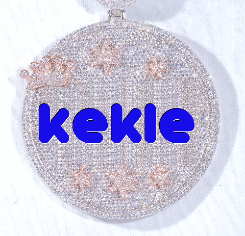 CUSTOM LETTER NECKLACE 3D BIG CROWN DISC