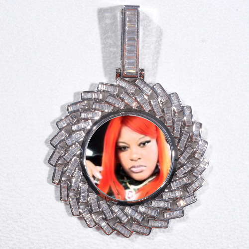 Large 3D Baguette Custom Picture Pendant
