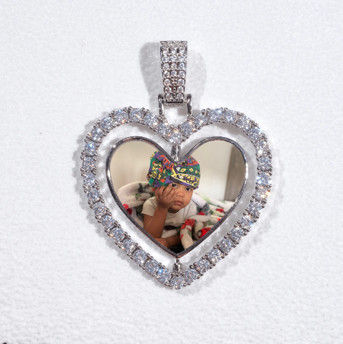 3D Spinning 2-Faced Heart Custom Picture Pendant