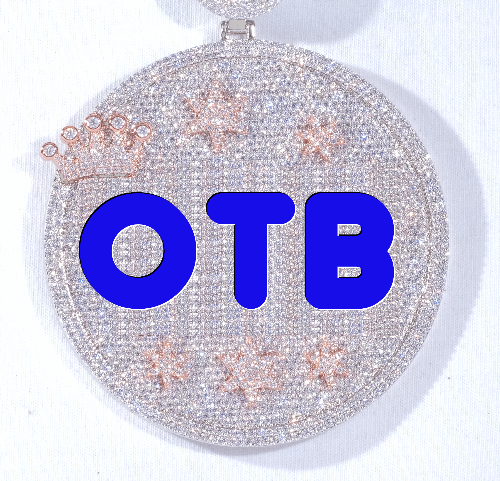 CUSTOM LETTER NECKLACE 3D BIG CROWN DISC
