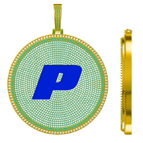 CUSTOM LETTER NECKLACE 3D BIG DISC