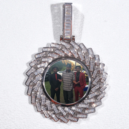 Large 3D Baguette Custom Picture Pendant
