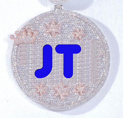 CUSTOM LETTER NECKLACE 3D BIG CROWN DISC