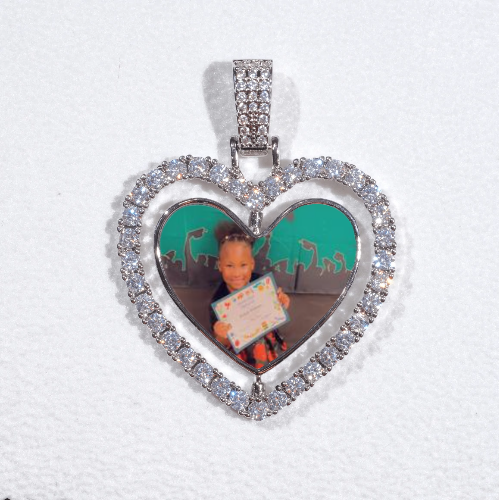 3D Spinning 2-Faced Heart Custom Picture Pendant