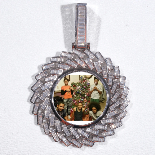 Large 3D Baguette Custom Picture Pendant