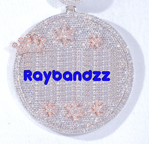 CUSTOM LETTER NECKLACE 3D BIG CROWN DISC