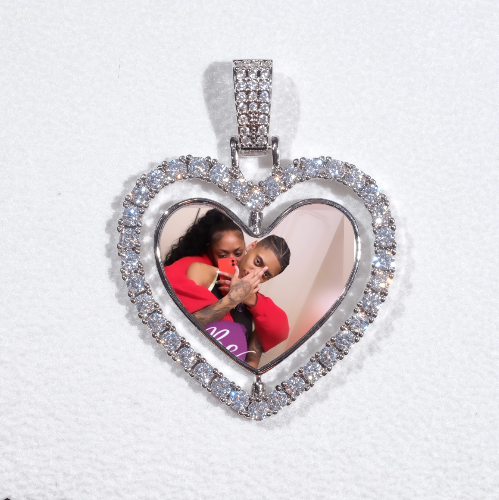 3D Spinning 2-Faced Heart Custom Picture Pendant