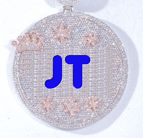 CUSTOM LETTER NECKLACE 3D BIG CROWN DISC