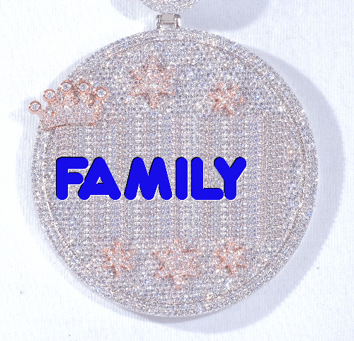 CUSTOM LETTER NECKLACE 3D BIG CROWN DISC