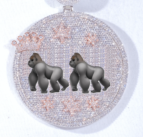 CUSTOM LETTER NECKLACE 3D BIG CROWN DISC