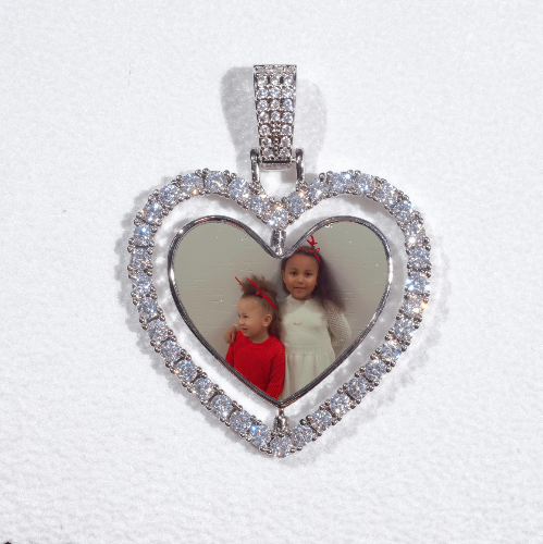 3D Spinning 2-Faced Heart Custom Picture Pendant