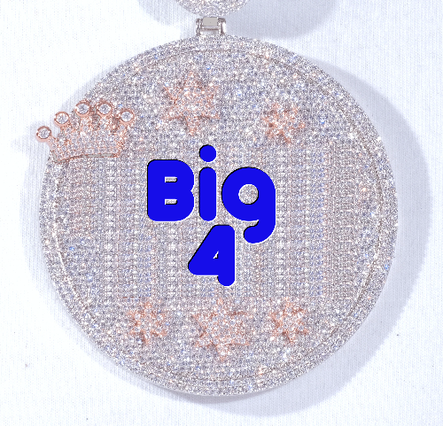 CUSTOM LETTER NECKLACE 3D BIG CROWN DISC