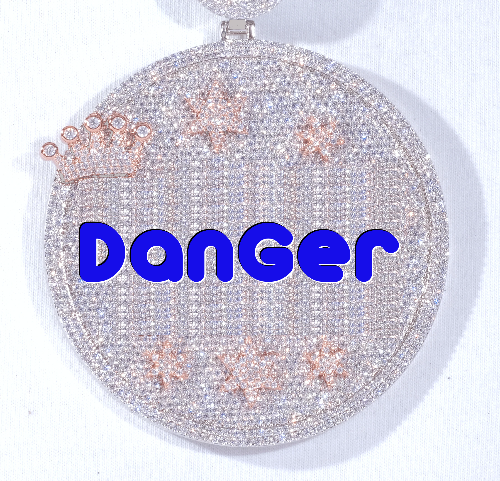 CUSTOM LETTER NECKLACE 3D BIG CROWN DISC
