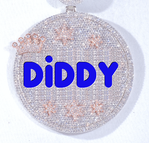 CUSTOM LETTER NECKLACE 3D BIG CROWN DISC