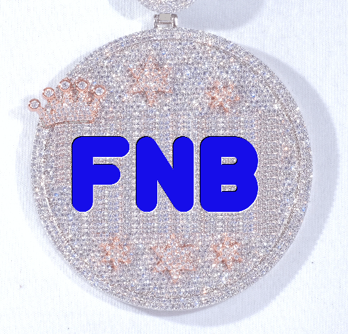 CUSTOM LETTER NECKLACE 3D BIG CROWN DISC