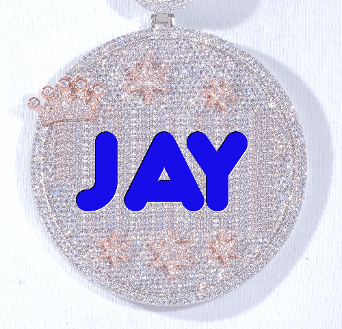 CUSTOM LETTER NECKLACE 3D BIG CROWN DISC