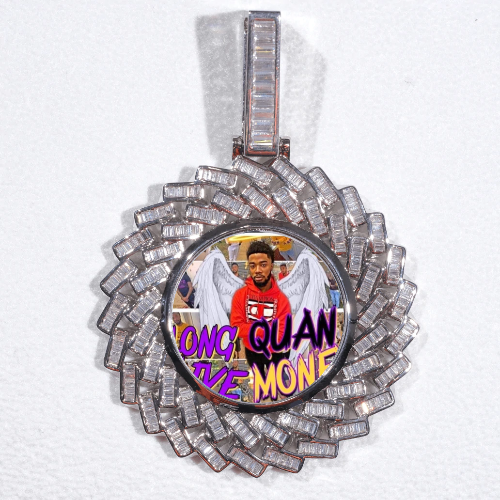 Large 3D Baguette Custom Picture Pendant
