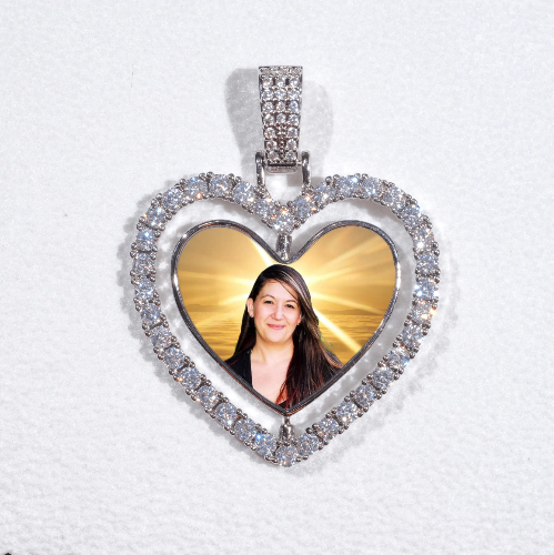 3D Spinning 2-Faced Heart Custom Picture Pendant