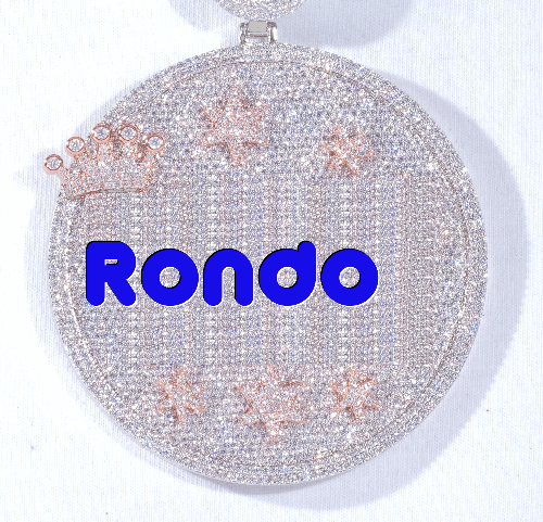 CUSTOM LETTER NECKLACE 3D BIG CROWN DISC