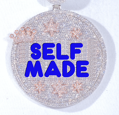 CUSTOM LETTER NECKLACE 3D BIG CROWN DISC