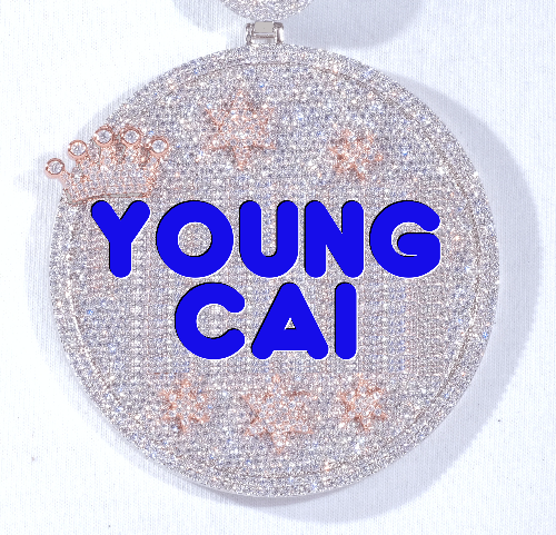 CUSTOM LETTER NECKLACE 3D BIG CROWN DISC